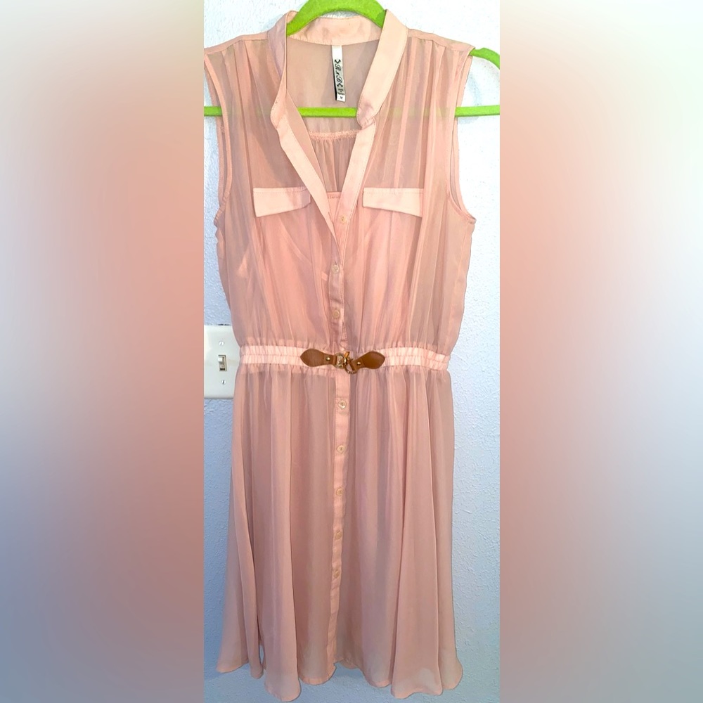 Blush pink tank top dress.